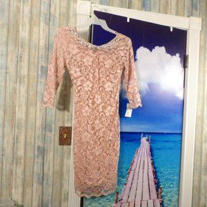 MARINA DUSTY ROSE LACE SLIP DRESS